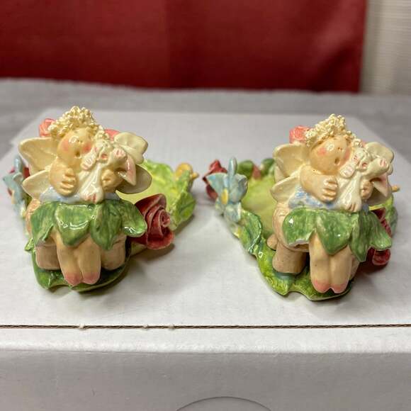 VINTAGE Mini Fairy Candle Holders 2 set fairycore MIDWEST IMPORTS Small fairie - Picture 2 of 9
